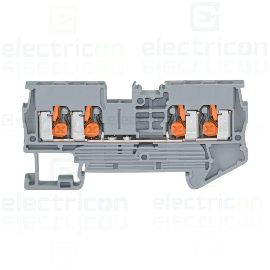 Clemă de derivație 5 mm² Clema șir, de trecere, cu buton, 4 conexiuni, 2,5 mm²,gri, XT 2,5-QUATTRO, Phoenix Contact, 1343129 – m