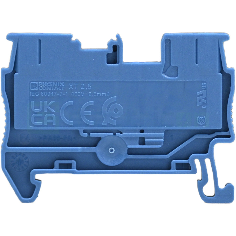 Clemă de derivație 5 mm² Clema șir, de trecere, cu buton, 2 conexiuni, 2,5 mm²,albastru, XT 2,5 BU, Phoenix Contact, 1343114 – m