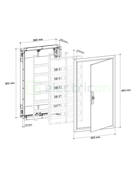 Tablou electric, incastrat, IP30, 120 module, 5x24, IP30, Hager, Univers, FWU52S - Electricon.ro