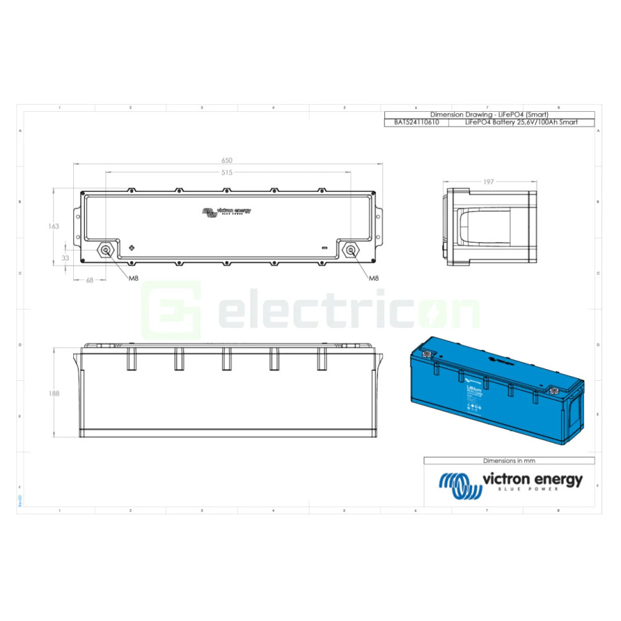 LiFePO4 Battery 25,6V 100Ah - Smart