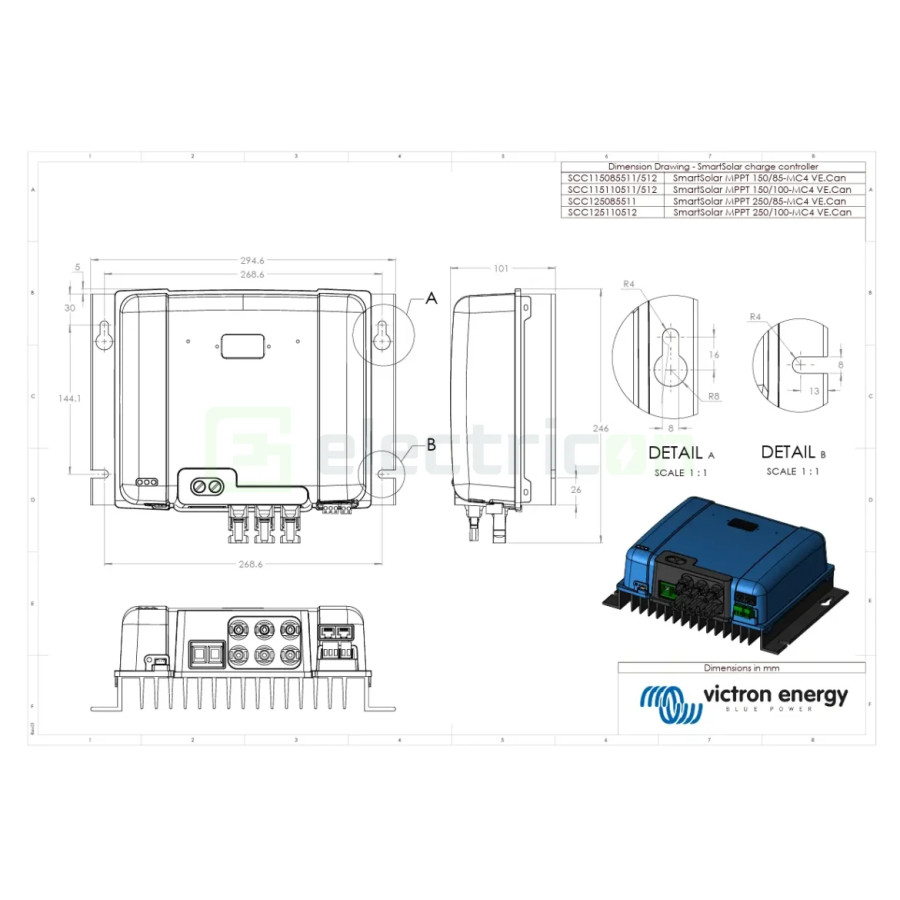 Incarcator solar 12V 24V 48V 100A SmartSolar MPPT 250 100-MC4 VE.Can
