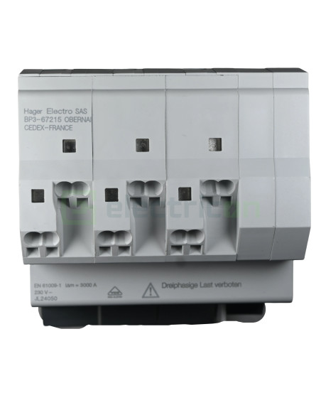 Disjunctor RCBO 16A 30mA Hager 3P+N