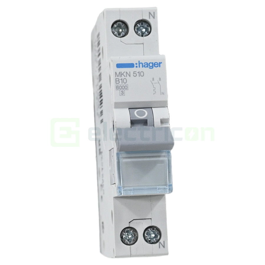 MCB - Siguranță automată - disjunctor - curba B 10A 6kA 1P+N 1M Hager MKN510
