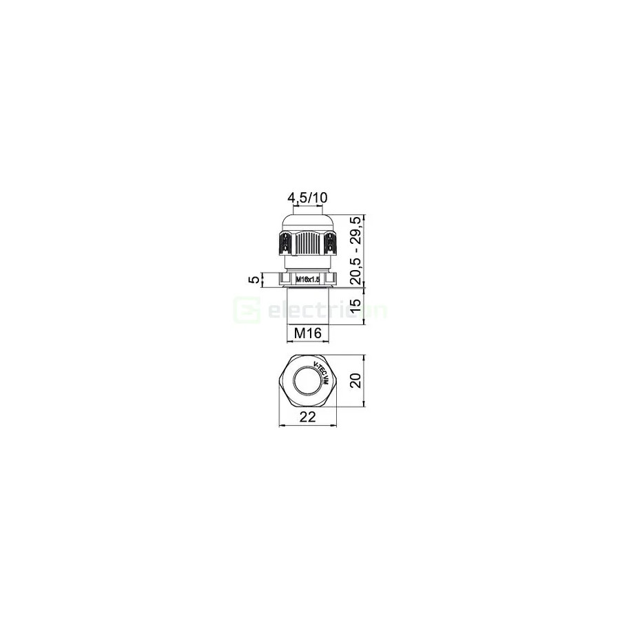 Presetupa, filet M16 x 1.5, negru, OBO Bettermann, 2022966