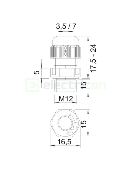 Presetupa, filet M12 x 1.5, gri deschis, OBO Bettermann, 2022943