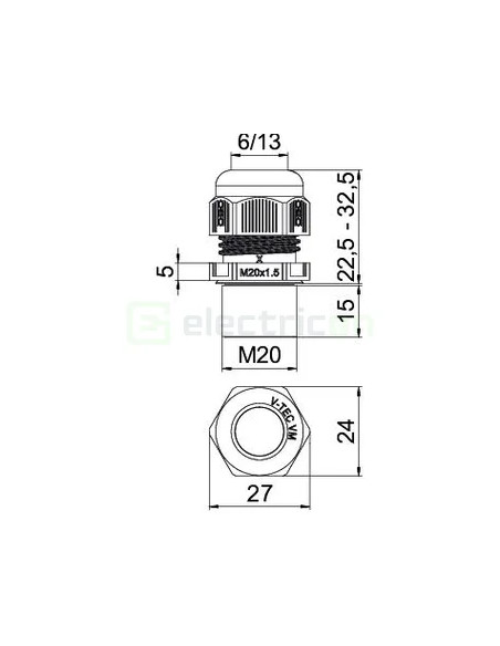 Presetupa, filet M20 x 1.5 , gri deschis, OBO Bettermann, 2022947