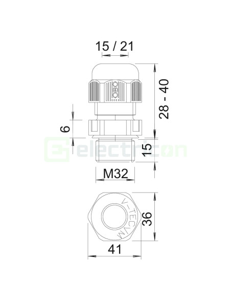 Presetupa, filet M32 x 1.5 , gri deschis, OBO Bettermann, 2022951