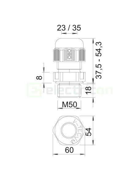 Presetupa, filet M50 x 1.5 , gri deschis, OBO Bettermann, 2022955