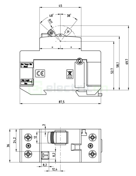 Intreruptor RCCB 63A 100mA ETI 1P+N