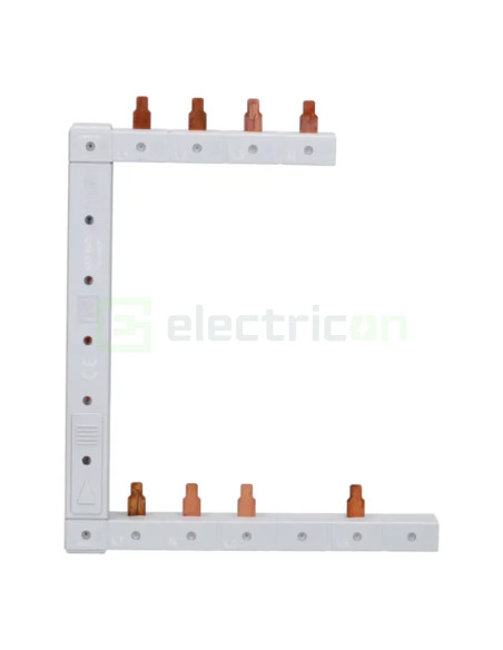 Bareta alimentare (busbar), 4P, tip pin, 4 module x 2 randuri, stanga-vertical, 63A, Hager