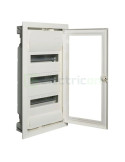 Tablou electric metalic - siguranțe - 36M (3x12) încastrat ușă sticla Volta Hager VU36NG