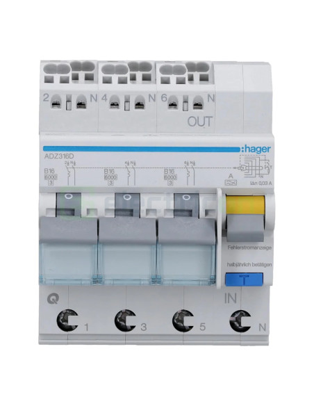 Disjunctor diferential 16A/30mA Hager - ADZ316D
