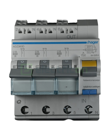Disjunctor diferential 13A/30mA Hager - ADZ363D