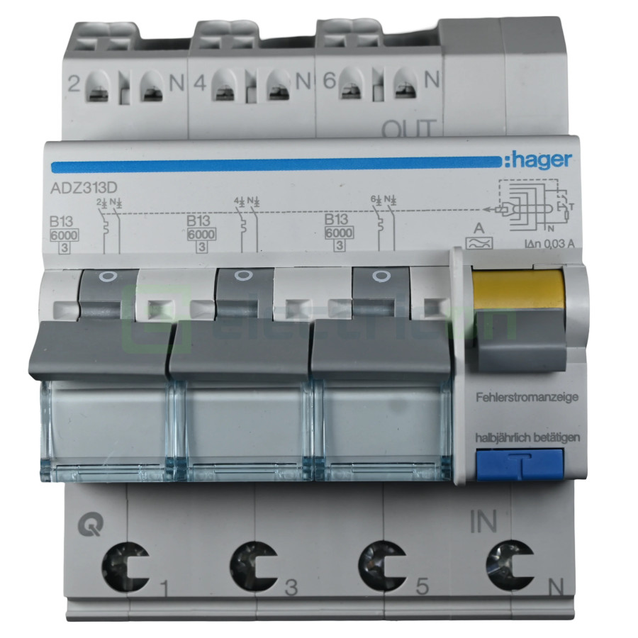Disjunctor diferential 13A/30mA Hager - ADZ313D