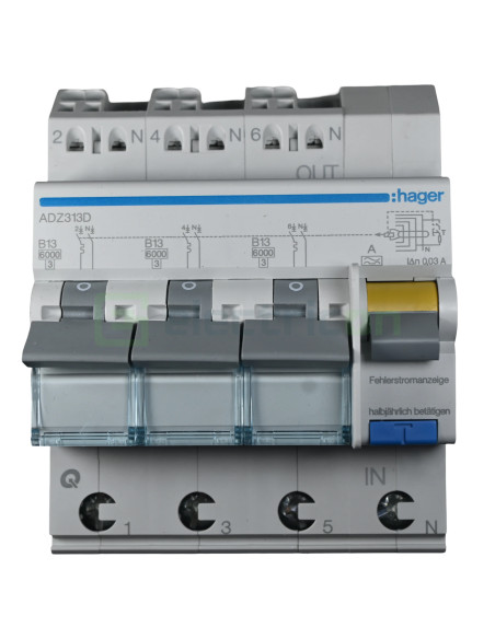 Disjunctor diferential 13A/30mA Hager - ADZ313D