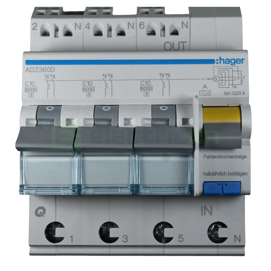 Disjunctor diferential 10A/30mA Hager - ADZ360D