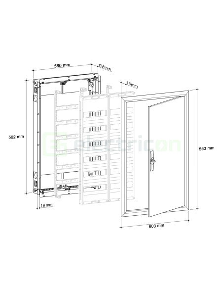 Tablou electric metalic, 72 module, 3X24, incastrat, IP30, Hager, Univers, FWU32S - Electricon.ro
