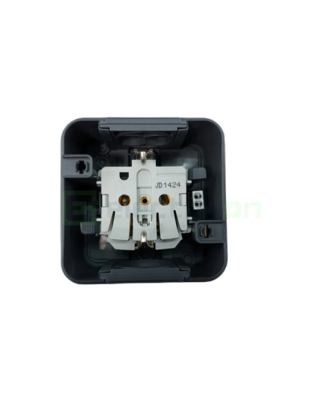 Priză 2P+E, cu capac opac, aplicat, cu port etichetă și cheie, orizontală, IP55, Berker W1, Hager, 47393505