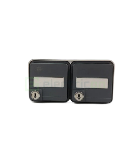 Priză 2P+E, dublă cu capac opac, aplicat, cu port etichetă și cheie, orizontală, IP55, Berker W1, Hager, 47893525