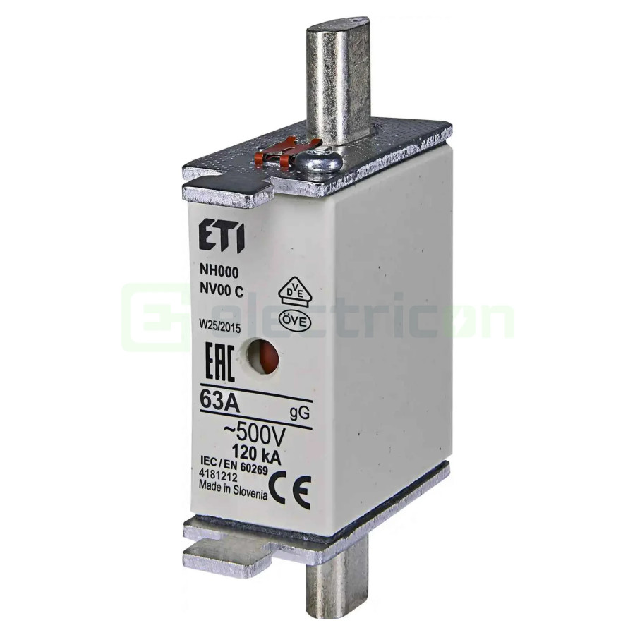 Siguranta fuzibila MPR fara izolatie NH000 gG 63A/500V
