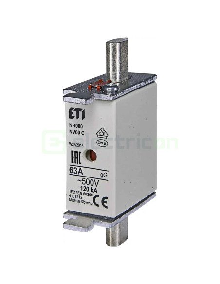 Siguranta fuzibila MPR fara izolatie NH000 gG 63A/500V
