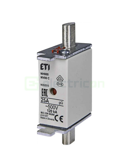 Siguranta fuzibila MPR fără izolație NH000 gG 25A/500V