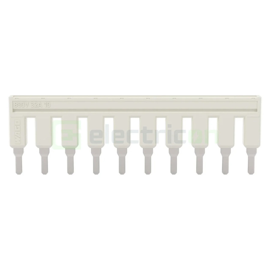 Conector Wago Jumper 10 cai izolat, gri deschis pentru cleme 2004, Wago, 2004-410 – montaj rapid și sigur în aplicații electrice