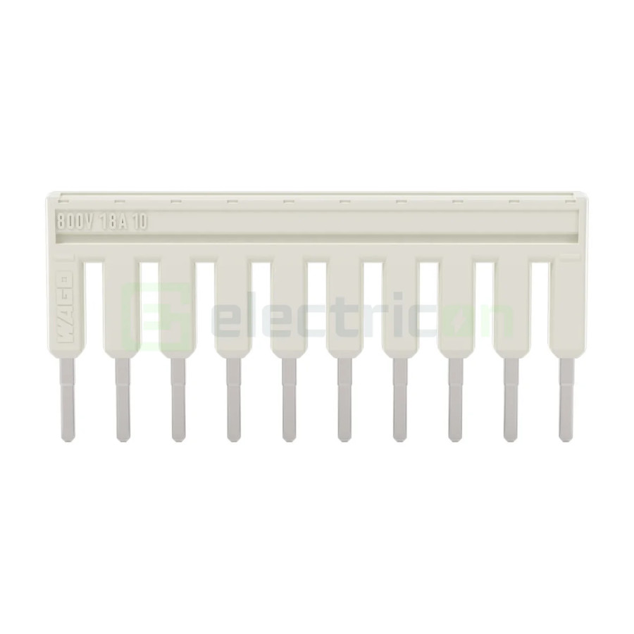 Conector Wago Jumper 10 cai izolat, gri deschis pentru cleme 2001, Wago, 2001-410 – montaj rapid și sigur în aplicații electrice