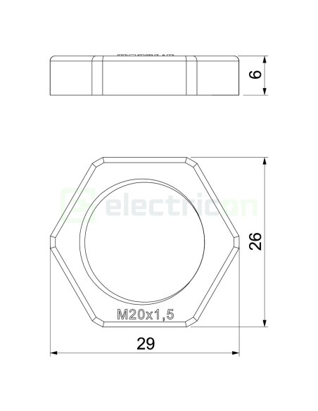 Contrapiuliţă M20, filet metric, negru, Obo Bettermann, 2049082
