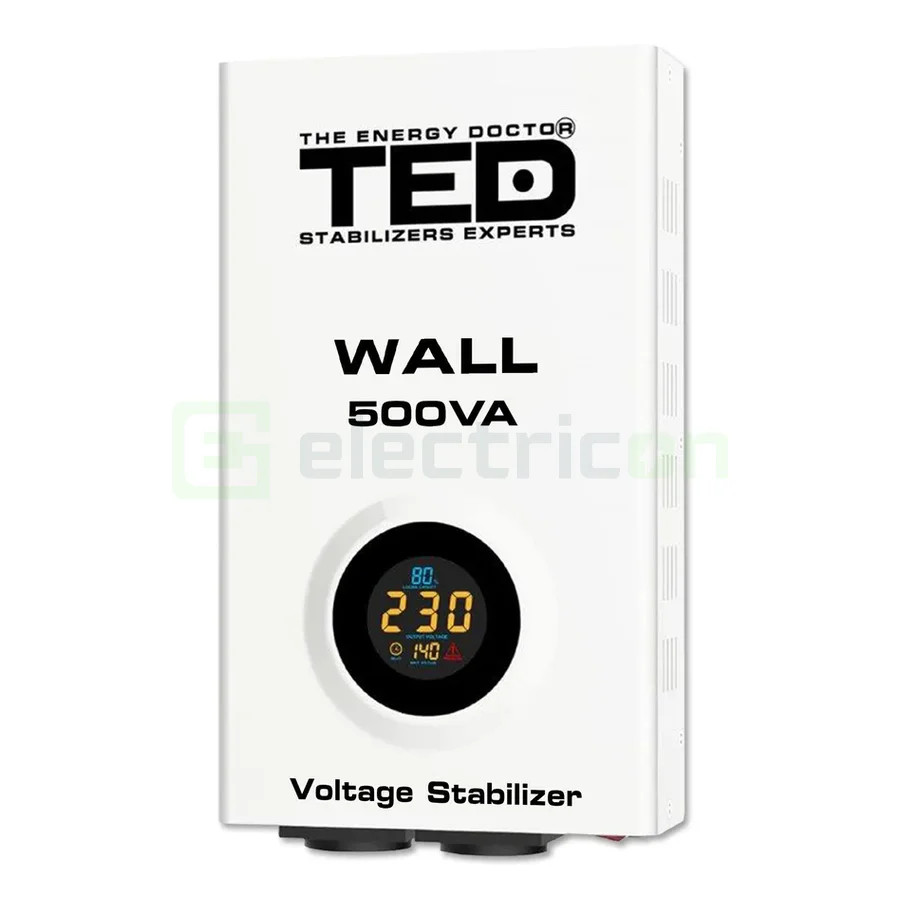 Stabilizator retea maxim 500VA LCD cu 2 iesiri shucko, TED002174