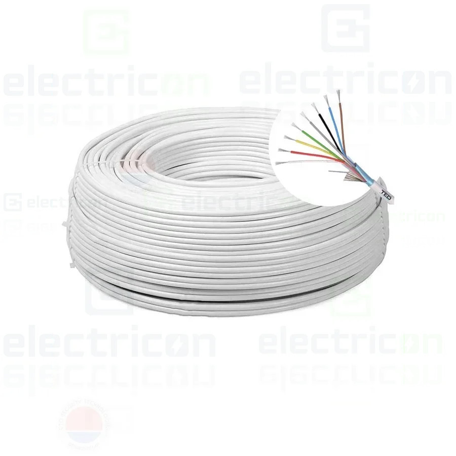 Cablu alarmă 8 fire multifilare ecranate cupru + fir masă cupru 8 x 0,22mm, TED Electric, TED002334 - Electricon.ro