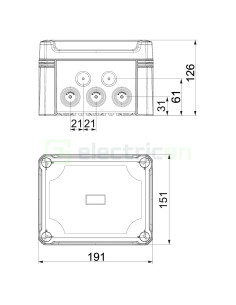 Doze de derivație X10 T LGR cu banda de borne 177x137x100, OBO Bettermann, 2005 206 2