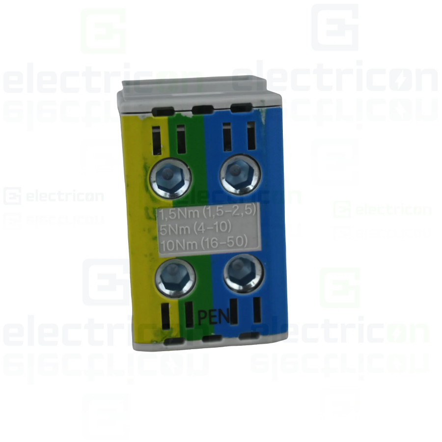 Clemă de derivație Clemă pe șină 2x50/2x50mm2 verde/galben/albastru Morek MAA2050P10 – montaj rapid și sigur în aplicații electr