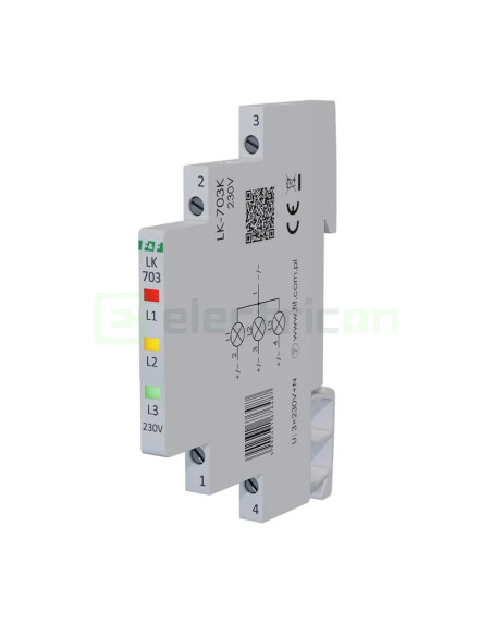 Indicator LED modular roșu/galben/verde Slim trifazic 230 V LK‑703K