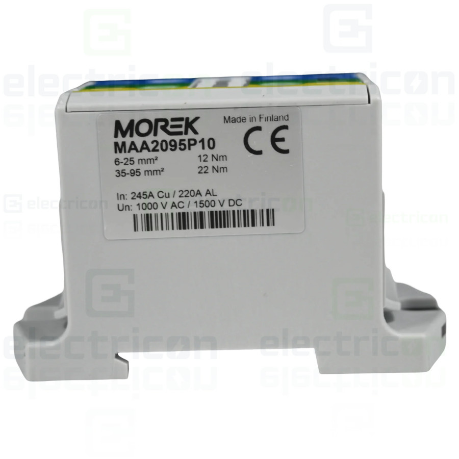 Clemă de derivație Clemă pe șină 2x95/2x95mm2 verde/galben/albastru Morek MAA2095P10 – montaj rapid și sigur în aplicații electr