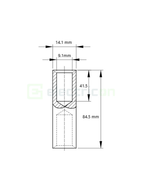 Mufă neizolată din aluminiu, 35mm², (d1 7,2mm, L 81mm), Tracon Electric. AT35
