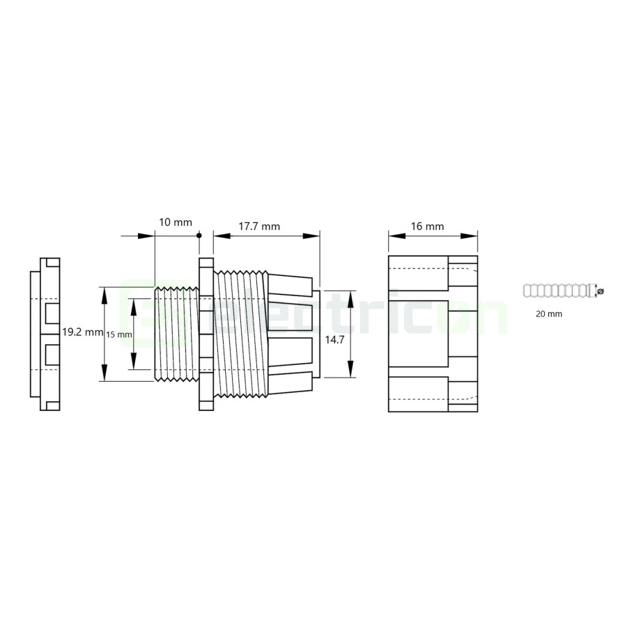 Conector pentru tub flexibil, M20, Tracon, GCS-20 - Electricon.ro