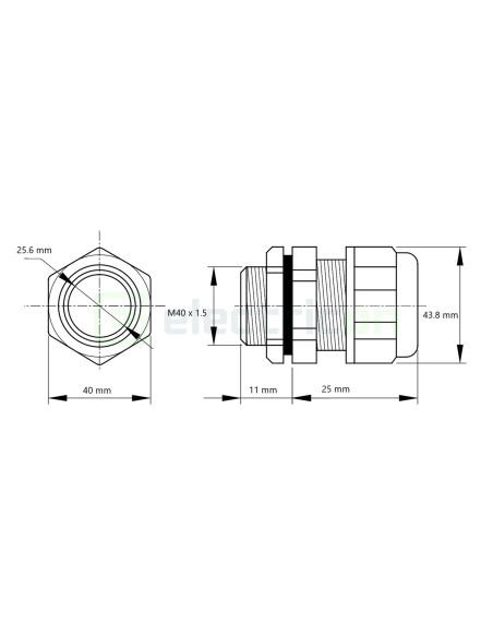 Presetupă metrică, metalică, IP66, 18-25mm, M40x1,5, Tracon Electric, MGF-40