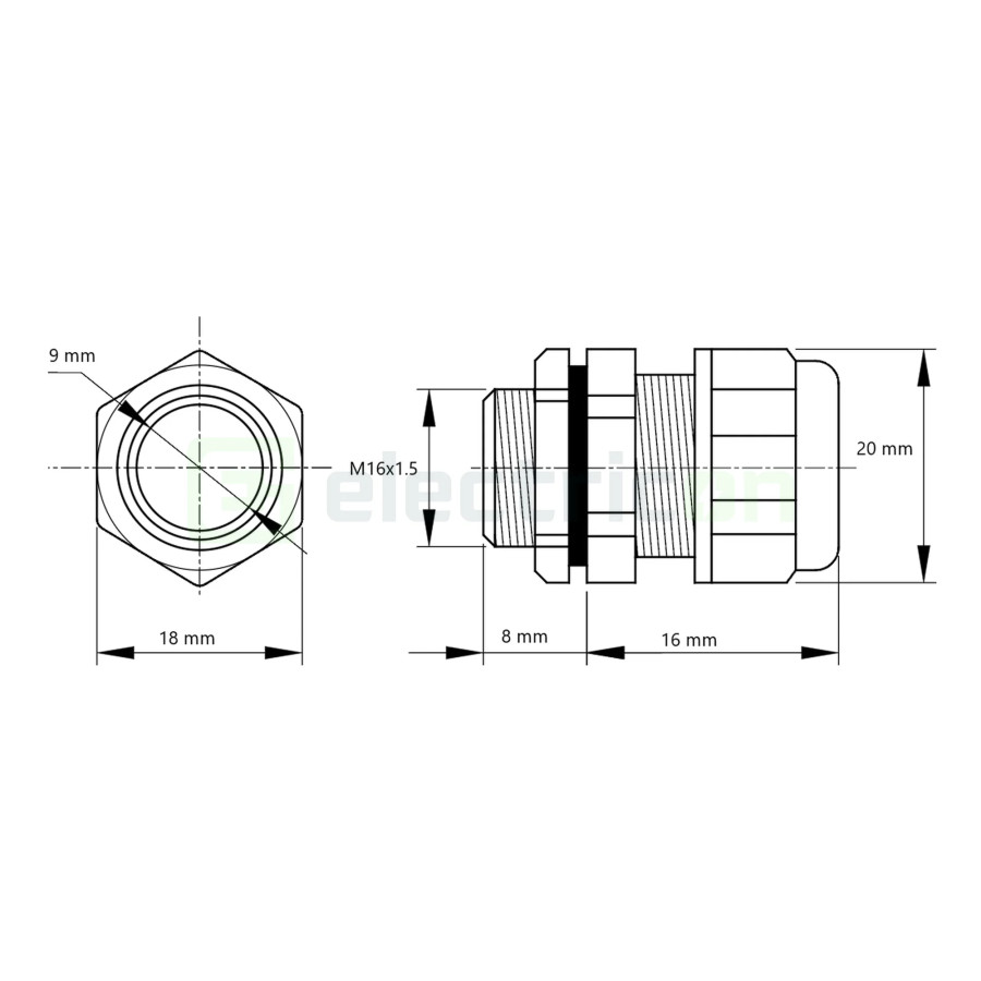 Presetupă metrică, metalică, IP66, 4-8mm, Tracon Electric, MGF-16