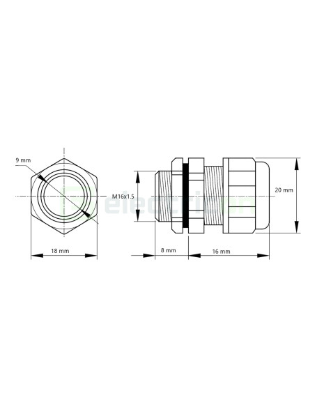 Presetupă metrică, metalică, IP66, 4-8mm, Tracon Electric, MGF-16