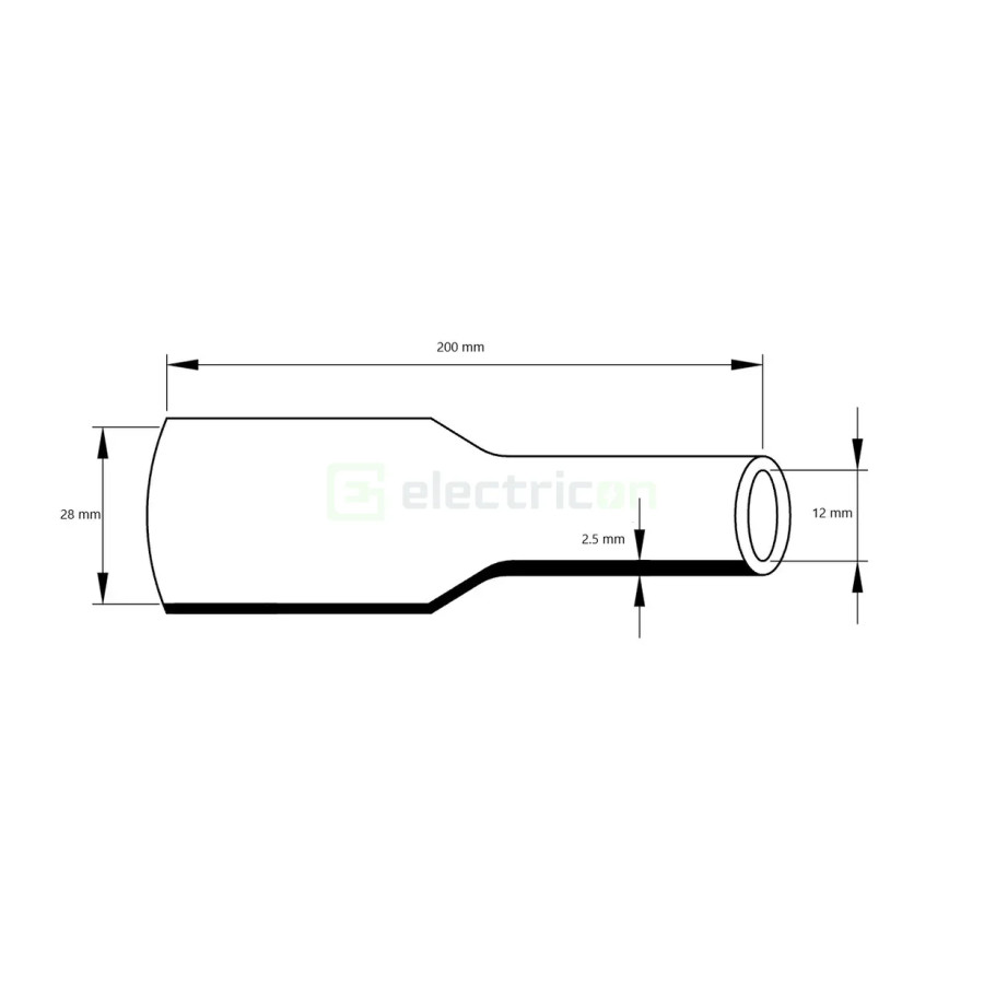 Tub Contractabil la rece, 28 12mm, L 200mm, Tracon Electric, HZS28-200