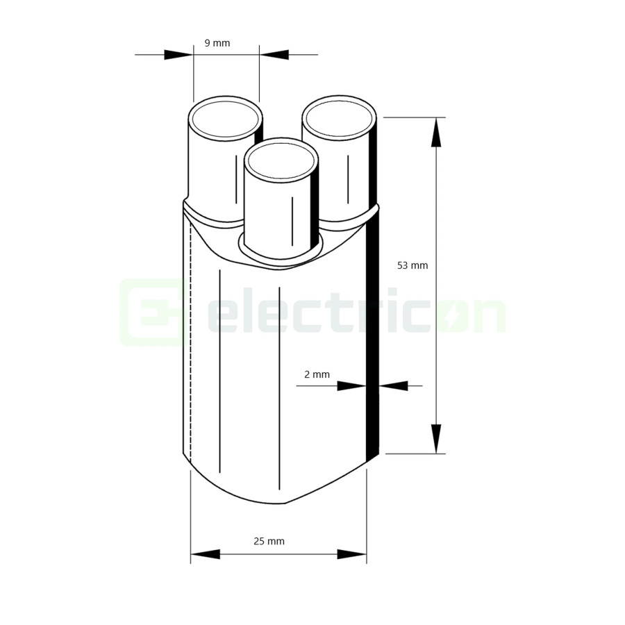 Manson cu trei ramificatii, 25/9-9/3mm, cu adeziv , Tracon Electric, VE3259