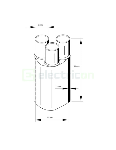 Manson cu trei ramificatii, 25/9-9/3mm, cu adeziv , Tracon Electric, VE3259