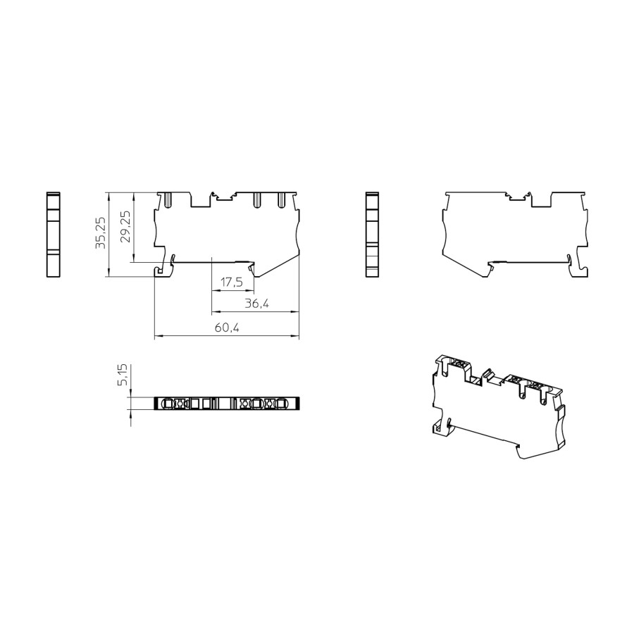 Clemă de derivație 5mm² Clema șir, împământare, 3 conexiuni, 2.5mm², galben-verde, PT 2,5-TWIN-PE, Phoenix Contact, 3209565 – mo
