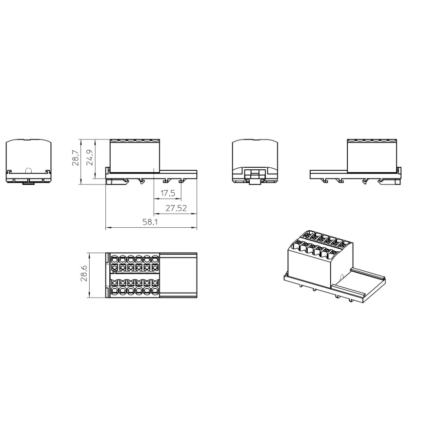 Bloc distribuție Bloc de distributie 4/12x2.5-NS35GY, PTFIX 12X2,5-NS35 BU , gri, Phoenix Contact, 3273022 – montaj rapid și sig