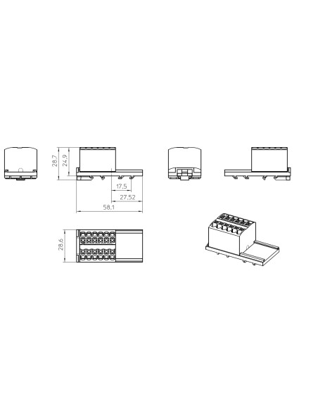 Bloc distribuție Bloc de distributie 4/12x2.5-NS35GY, PTFIX 12X2,5-NS35 BU , gri, Phoenix Contact, 3273022 – montaj rapid și sig