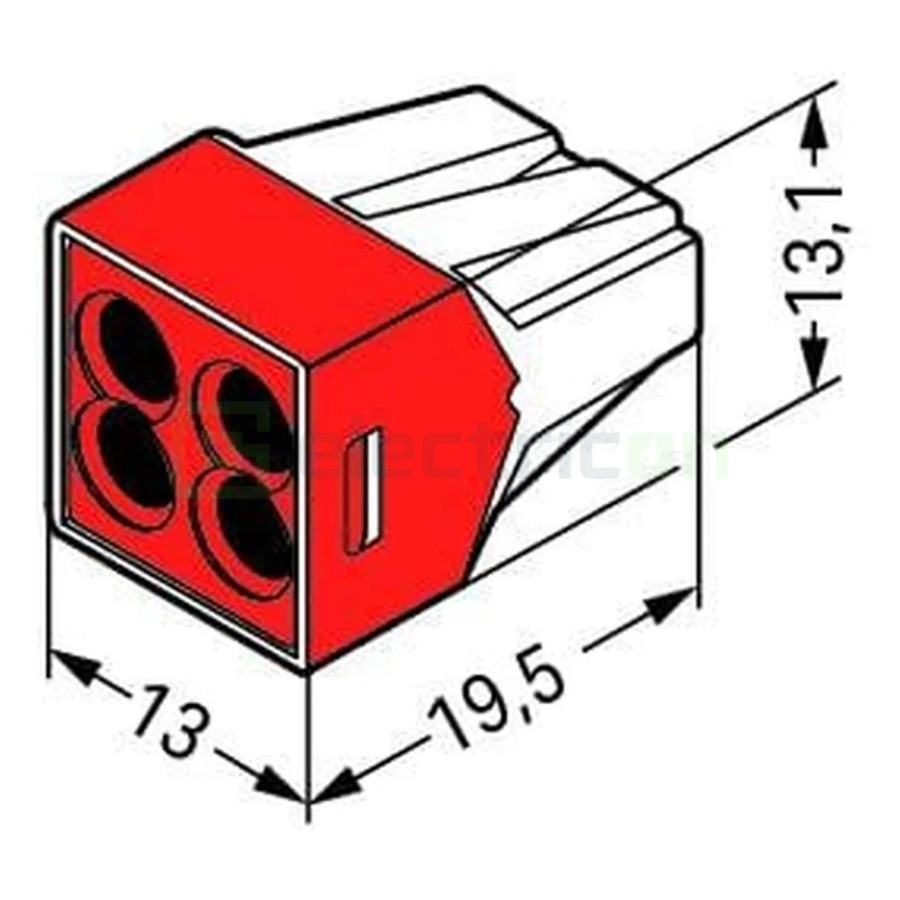Conector Wago Conector, clemă rapidă, PUSH WIRE, 4 conexiuni, Wago, 773-604 – montaj rapid și sigur în aplicații electrice diver
