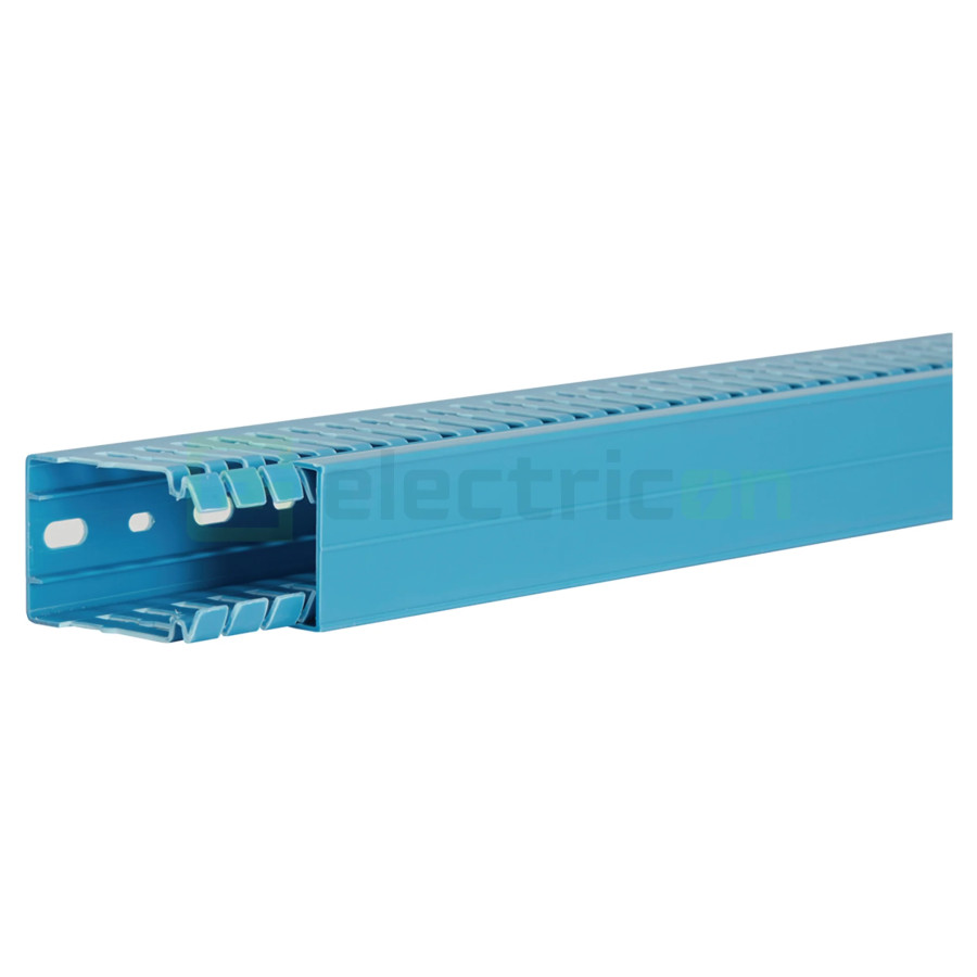 Canal cablu pieptene, BA7, 60x40mm, cu capac PVC, albastru , Hager, BA760040BL - Electricon.ro