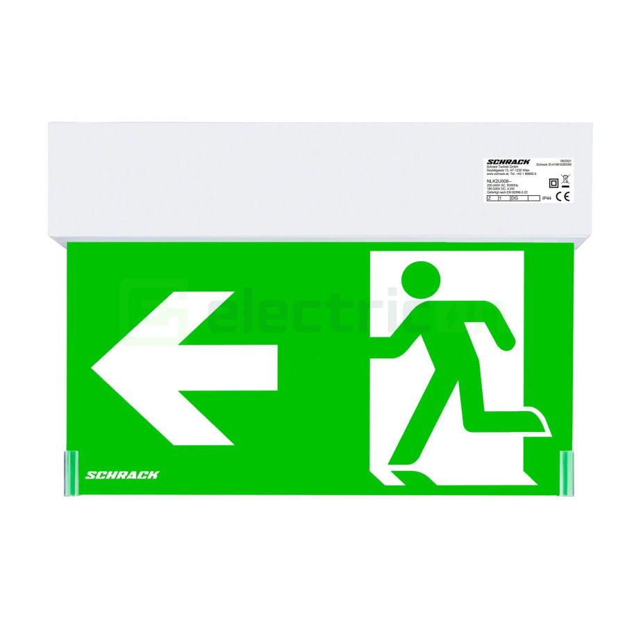 Corp iluminat siguranță (tip EXIT) K2, LED4, 2W 230V AC/DC, montaj universal, IP44, Schrack, NLK2U009