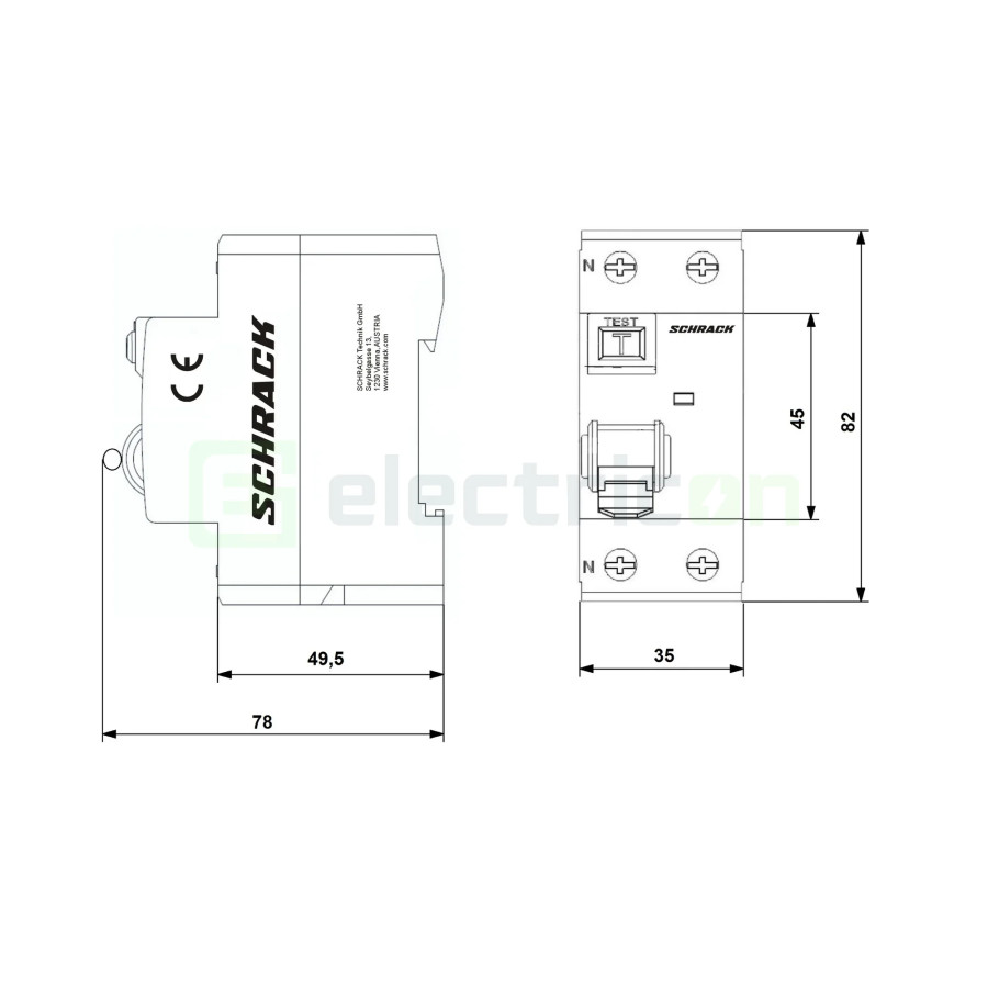 Intreruptor RCCB 40A 30mA Schrack 2P
